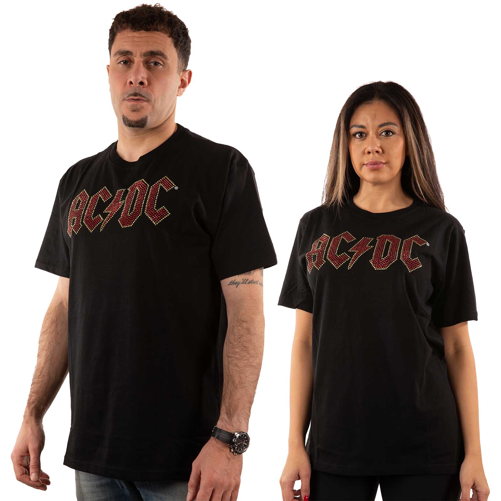 AC/DC Embellished T-Shirt: Full Colour Logo