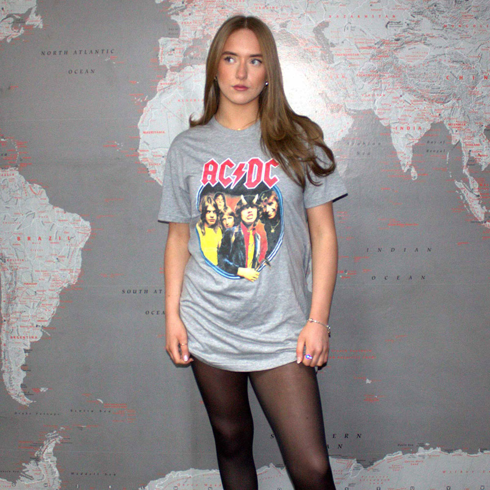 acdc t shirt dress AC/DC Ladies T-Shirt Dress: Highway To Hell Circle