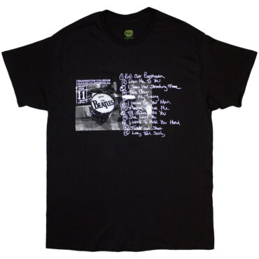 The Beatles T-Shirt: Washington '64 Drum Photo & Setlist (Black)