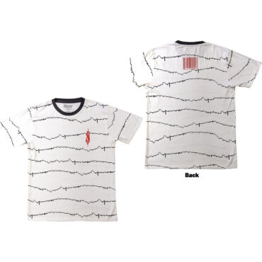 Slipknot Ringer T-Shirt: The End, So Far Tribal-S & Barcode Ringer (White) (Back Print)
