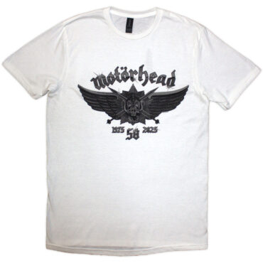 Motorhead T-Shirt: 50 Years Wings Badge (White)