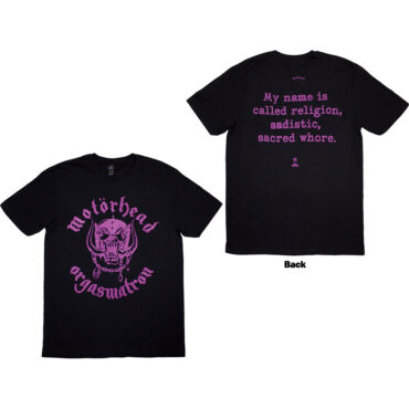 Motorhead T-Shirt: Orgasmatron Lyric (Black) (Back Print)