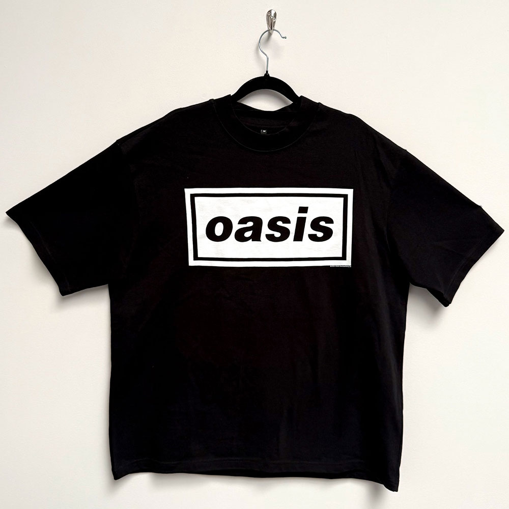T-Shirt Oasis Donna Taglia L - Blu Chiaro Con Logo Decca - Cotone Morbido, Girocollo, Maniche Corte - Ufficiale Licenza