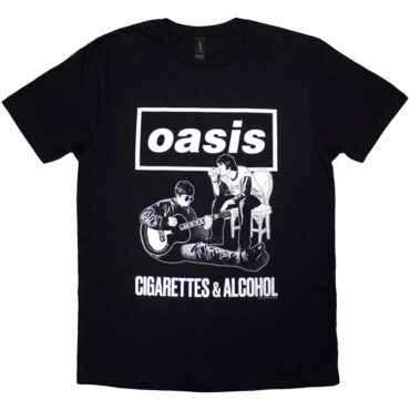 Oasis T-Shirt: Cigarettes & Alcohol Illustration Mono (Black)