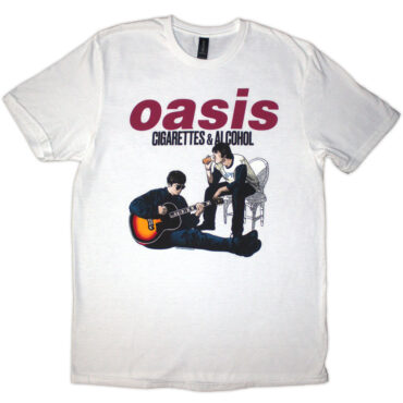 Oasis T-Shirt: Cigarettes & Alcohol Illustration (White)