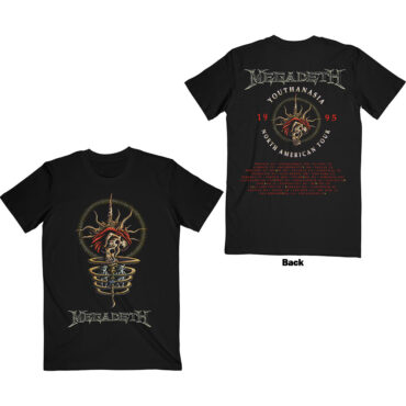 Megadeth T-Shirt: Youthanasia 1995 North American Tour (Black) (Back Print)