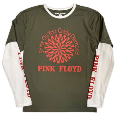 Pink Floyd Layered Long Sleeve T-Shirt: Shine On (Green & White) (Sleeve Print)