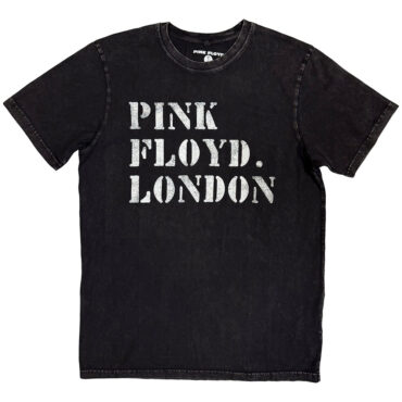 Pink Floyd Stone Wash T-Shirt: Stencil Logo (Black)