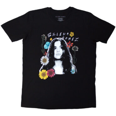 Selena Gomez T-Shirt: Floral Collage (Black)