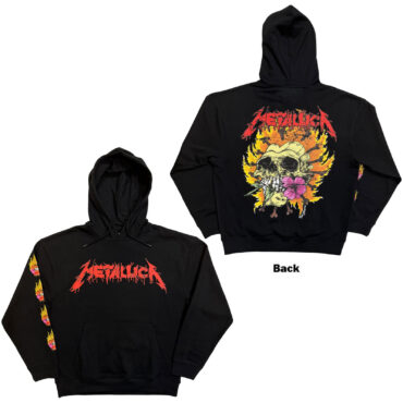 Metallica Pullover Hoodie: Flower Skull (Black) (Back Print)